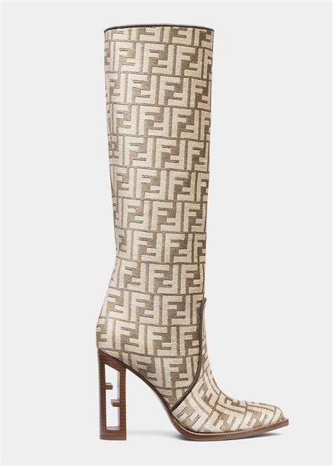 fendi vitello jacquard knee boots|Fendi leather boots.